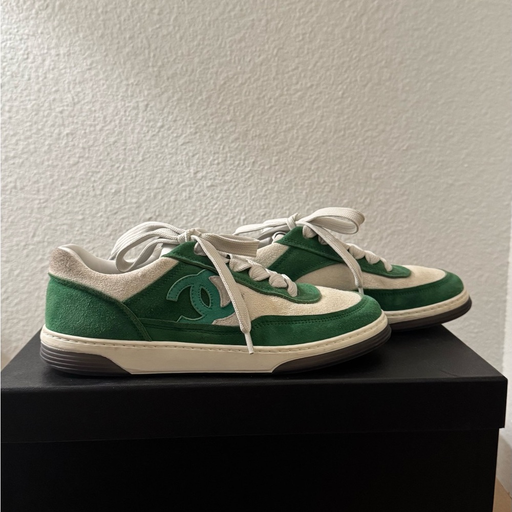 CHANEL Women's Interlocking CC Logo Suede Sneakers